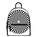 Black And White Circle Illusion Print Leather Backpack