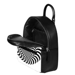 Black And White Circle Illusion Print Leather Backpack