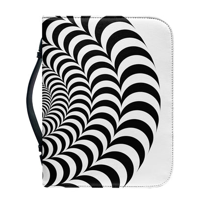 Black And White Circle Illusion Print Leather Bible Cover