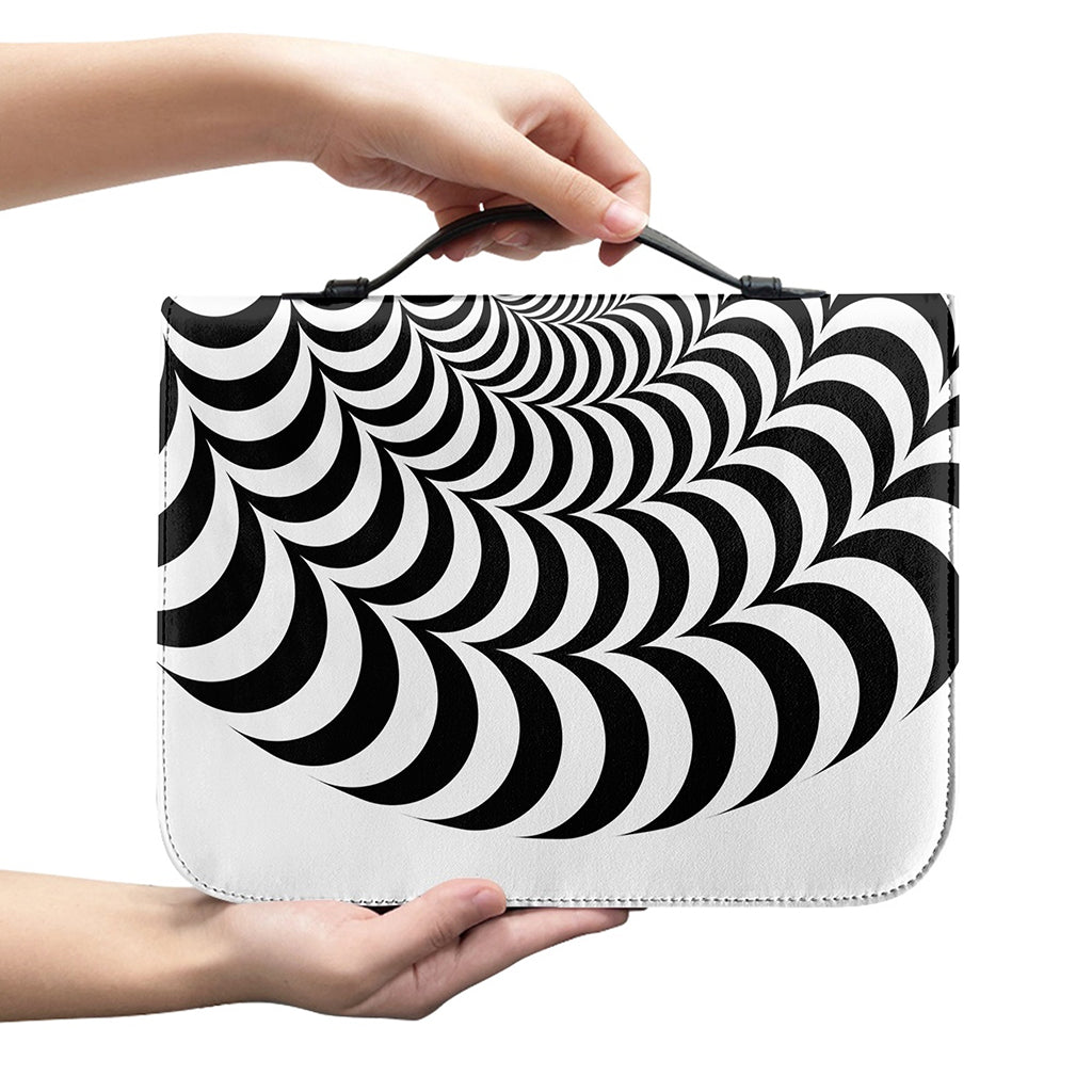 Black And White Circle Illusion Print Leather Bible Cover
