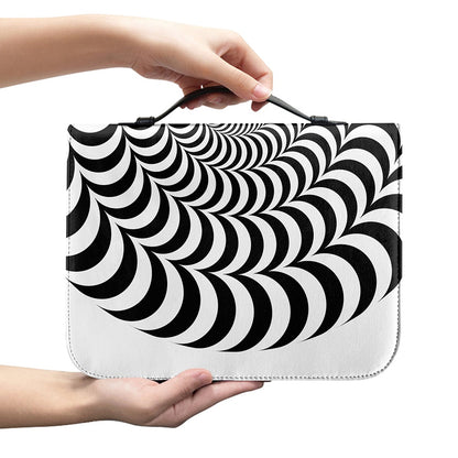 Black And White Circle Illusion Print Leather Bible Cover