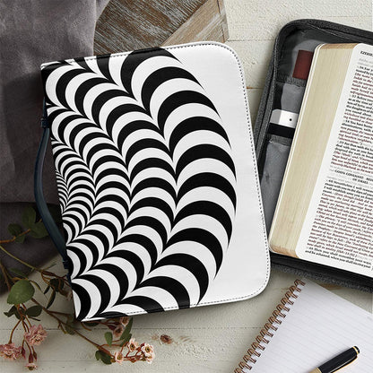 Black And White Circle Illusion Print Leather Bible Cover
