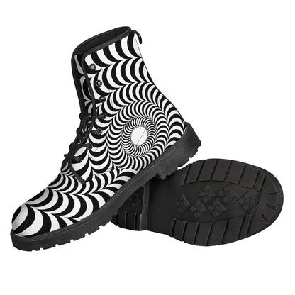 Black And White Circle Illusion Print Backpack