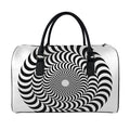Black And White Circle Illusion Print Leather Duffel Bag