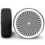 Black And White Circle Illusion Print Leather Spare Tire Cover