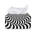 Black And White Circle Illusion Print Leather Tissue Box Cover
