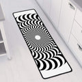 Black And White Circle Illusion Print Long Kitchen Mat
