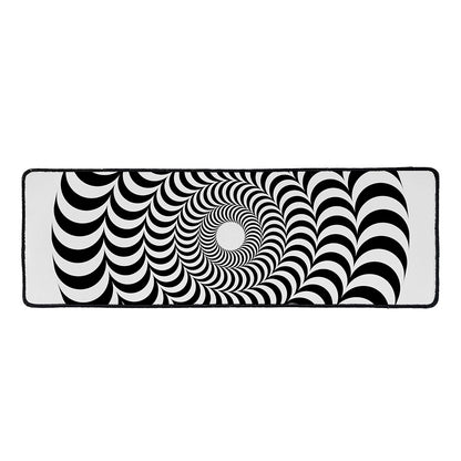 Black And White Circle Illusion Print Long Kitchen Mat
