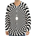 Black And White Circle Illusion Print Long Sleeve Baseball Jersey