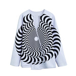 Black And White Circle Illusion Print Long Sleeve Short Coat