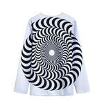 Black And White Circle Illusion Print Long Sleeve Short Coat