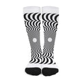 Black And White Circle Illusion Print Long Socks