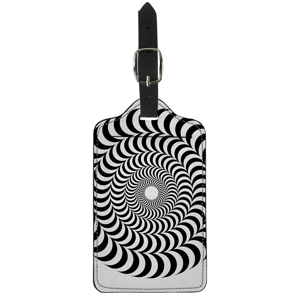 Black And White Circle Illusion Print Luggage Tag