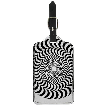 Black And White Circle Illusion Print Luggage Tag