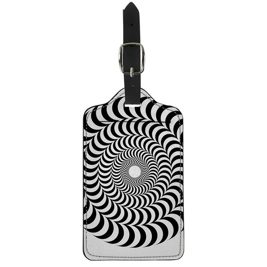 Black And White Circle Illusion Print Luggage Tag