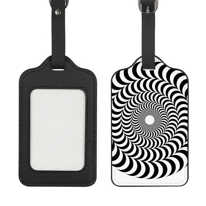 Black And White Circle Illusion Print Luggage Tag