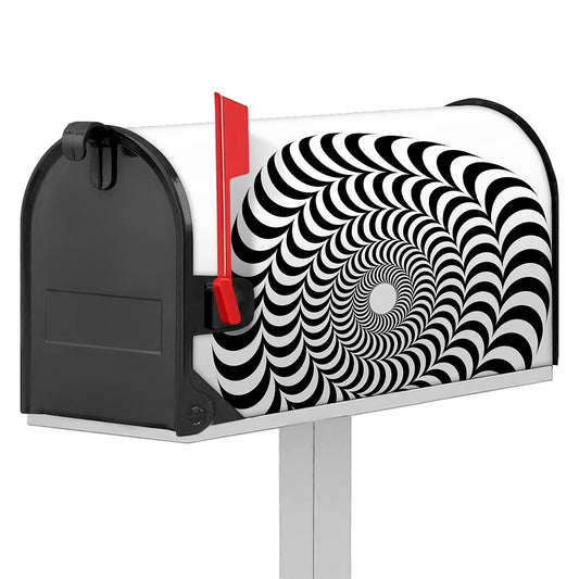 Black And White Circle Illusion Print Mailbox Cover