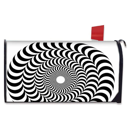 Black And White Circle Illusion Print Mailbox Cover