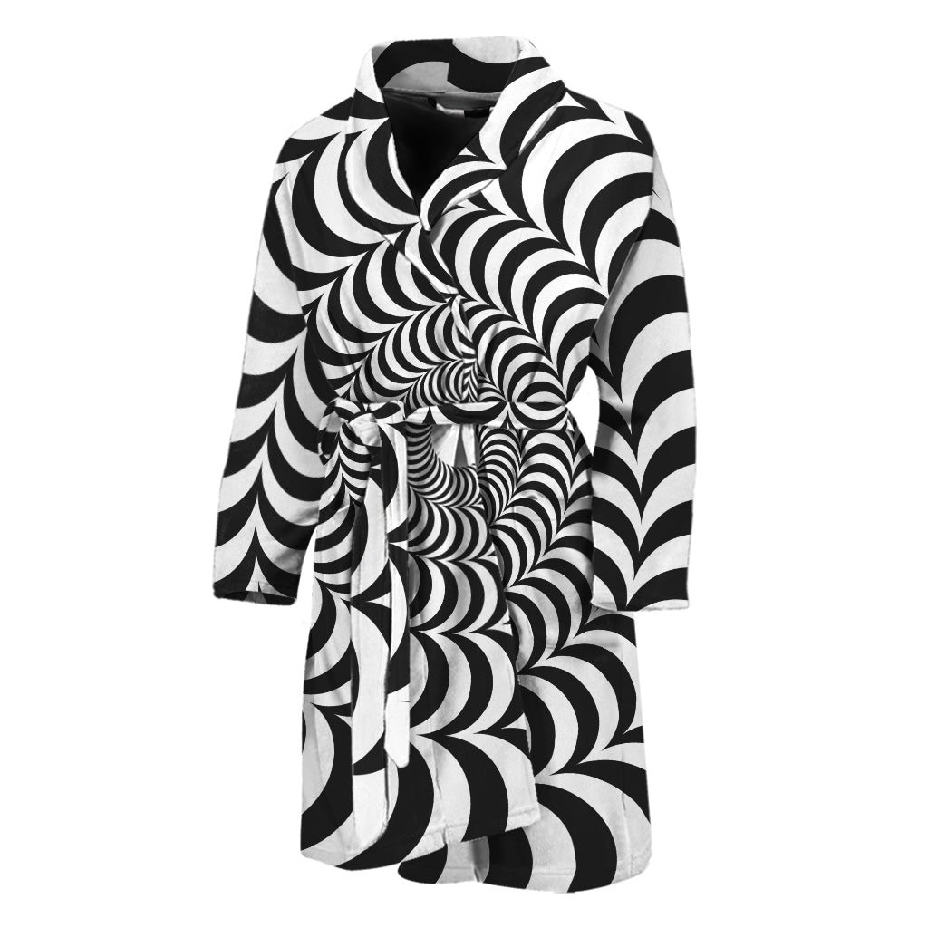 Black And White Circle Illusion Print Men's Bathrobe