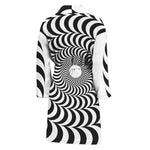 Black And White Circle Illusion Print Men's Bathrobe