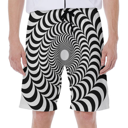Black And White Circle Illusion Print Men's Beach Shorts
