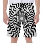 Black And White Circle Illusion Print Men's Beach Shorts