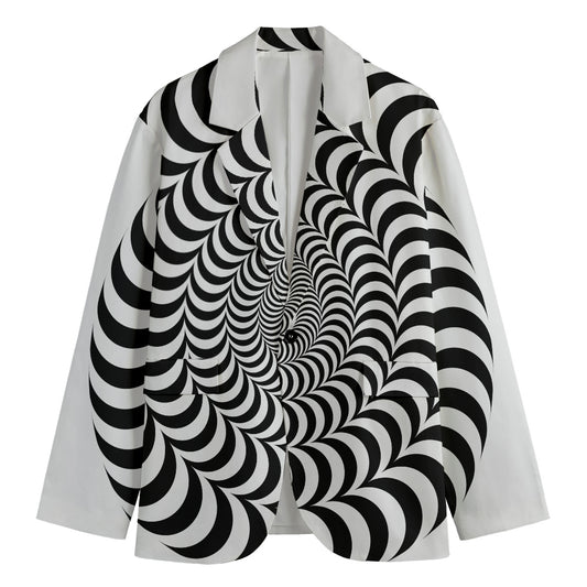 Black And White Circle Illusion Print Men's Blazer