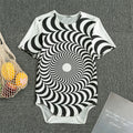 Black And White Circle Illusion Print Men's Bodysuit