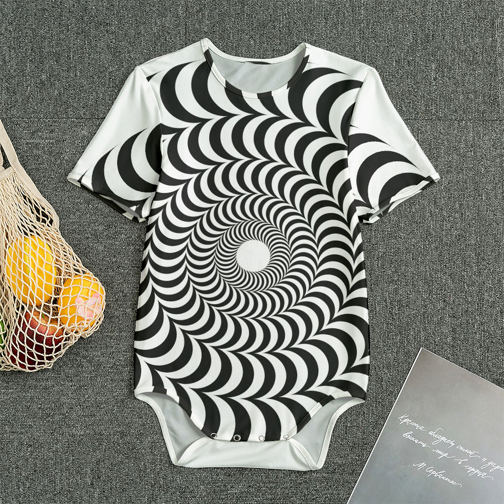 Black And White Circle Illusion Print Men's Bodysuit