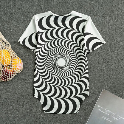 Black And White Circle Illusion Print Men's Bodysuit
