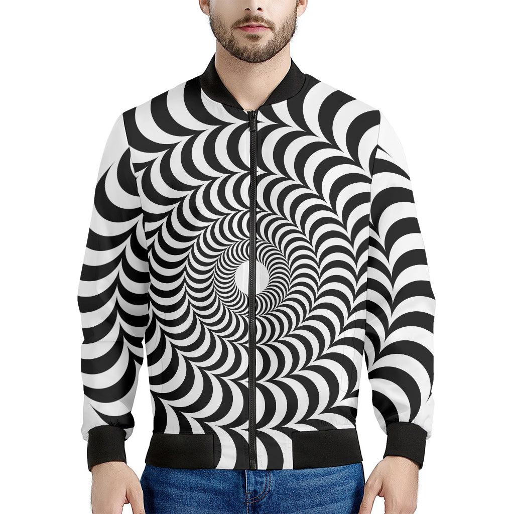 Black And White Circle Illusion Print Men's Bomber Jacket