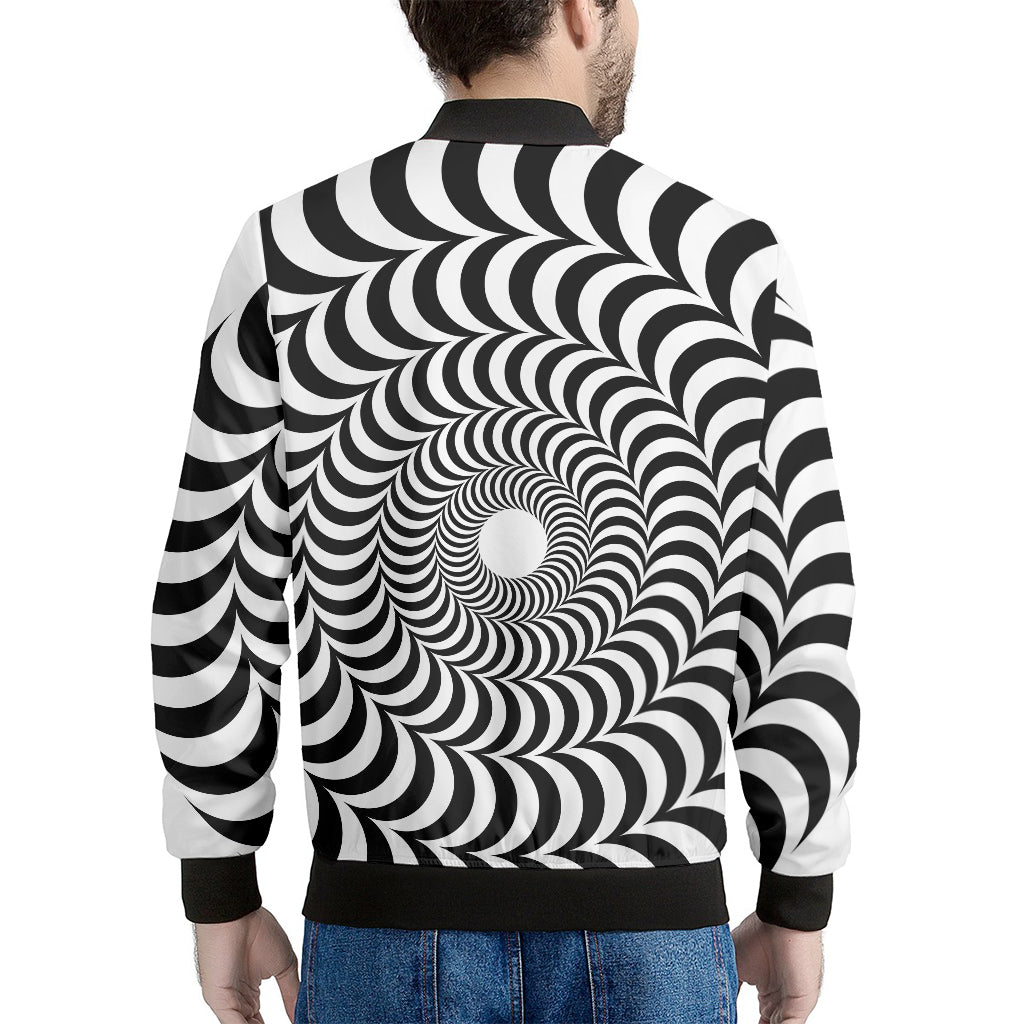 Black And White Circle Illusion Print Men's Bomber Jacket