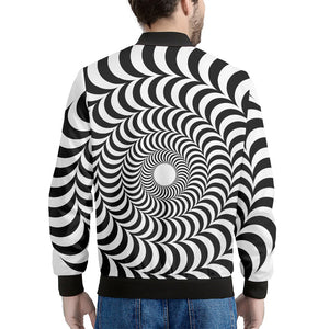 Black And White Circle Illusion Print Men's Bomber Jacket