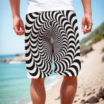Black And White Circle Illusion Print Men's Cargo Shorts