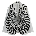 Black And White Circle Illusion Print Men's Cotton Blazer