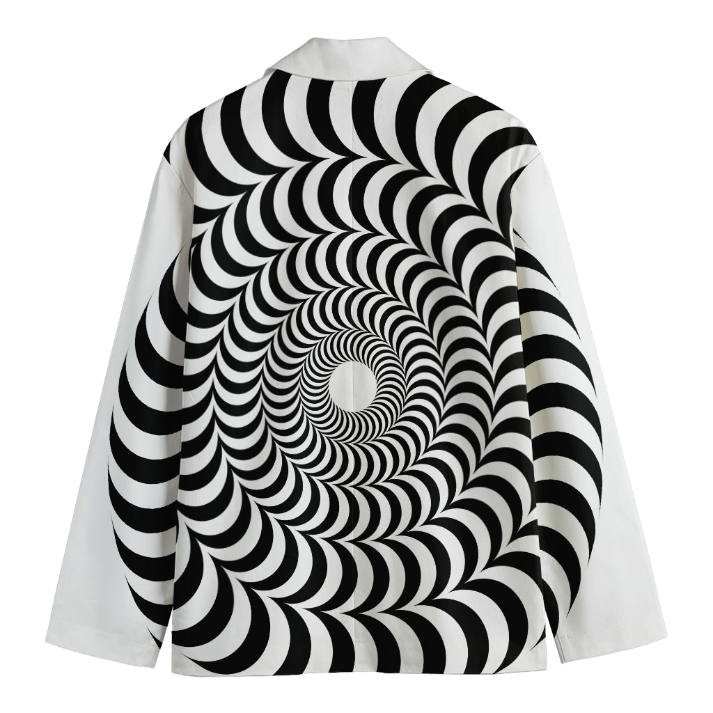 Black And White Circle Illusion Print Men's Cotton Blazer