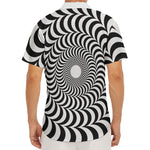 Black And White Circle Illusion Print Men's Deep V-Neck Shirt