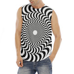 Black And White Circle Illusion Print Men's Fitness Tank Top