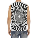 Black And White Circle Illusion Print Men's Fitness Tank Top