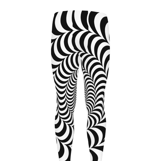 Black And White Circle Illusion Print Men's leggings