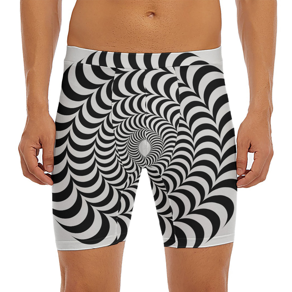 Black And White Circle Illusion Print Men's Long Boxer Briefs