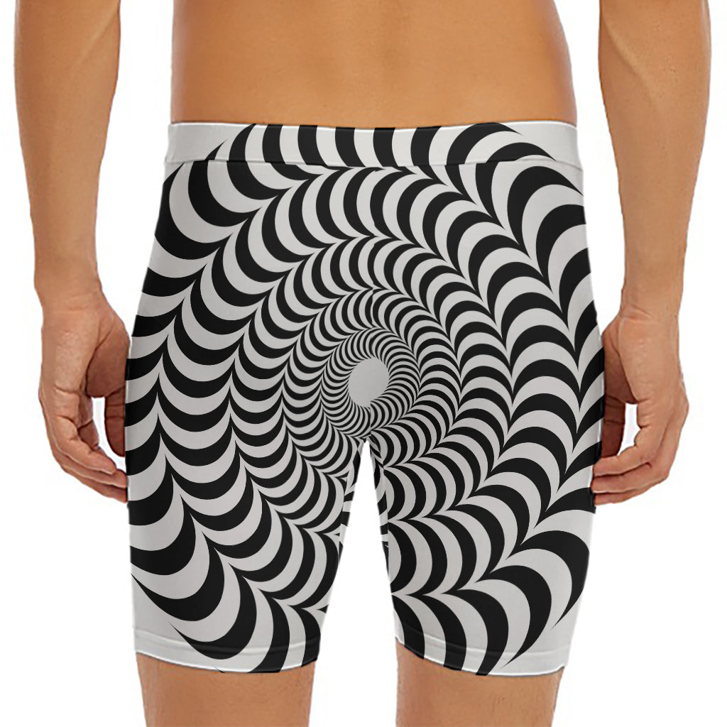 Black And White Circle Illusion Print Men's Long Boxer Briefs