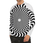 Black And White Circle Illusion Print Men's Long Sleeve Rash Guard