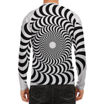 Black And White Circle Illusion Print Men's Long Sleeve Rash Guard