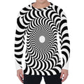 Black And White Circle Illusion Print Men's Long Sleeve T-Shirt