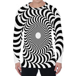 Black And White Circle Illusion Print Men's Long Sleeve T-Shirt