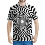 Black And White Circle Illusion Print Men's Polo Shirt