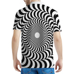 Black And White Circle Illusion Print Men's Polo Shirt