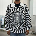 Black And White Circle Illusion Print Men's Shirt Jacket