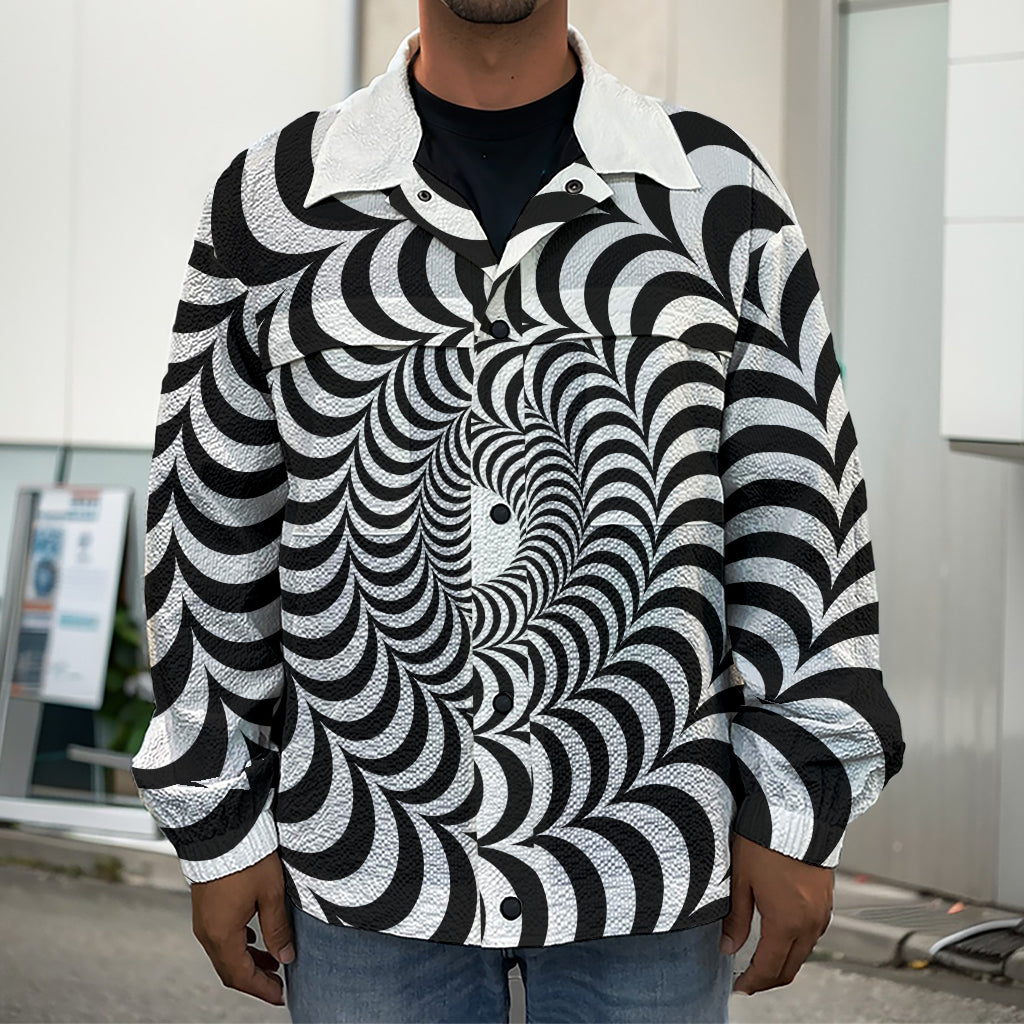Black And White Circle Illusion Print Men's Shirt Jacket